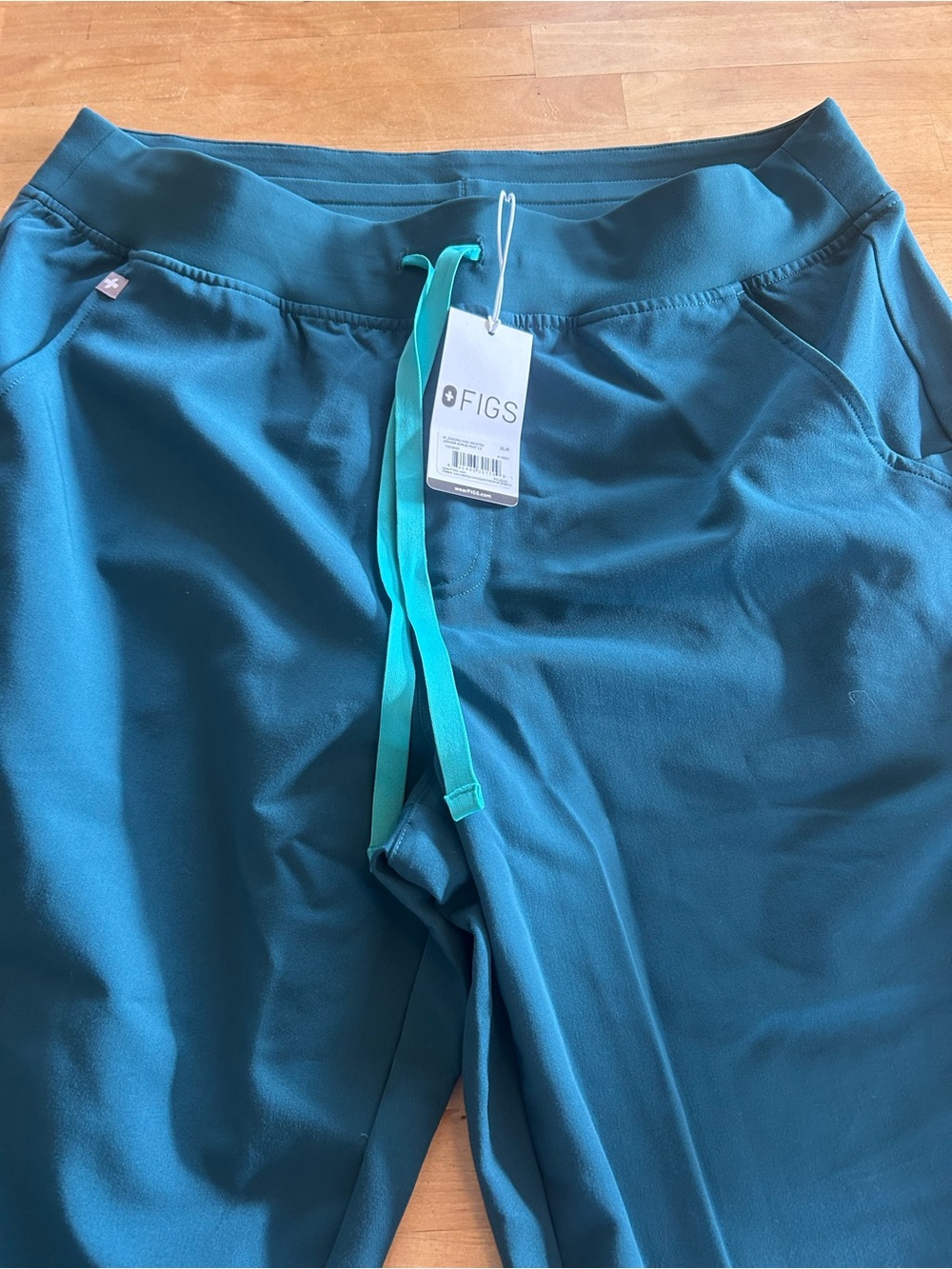 FIGS Teal Blue Scrub Pants with Teal Drawstring